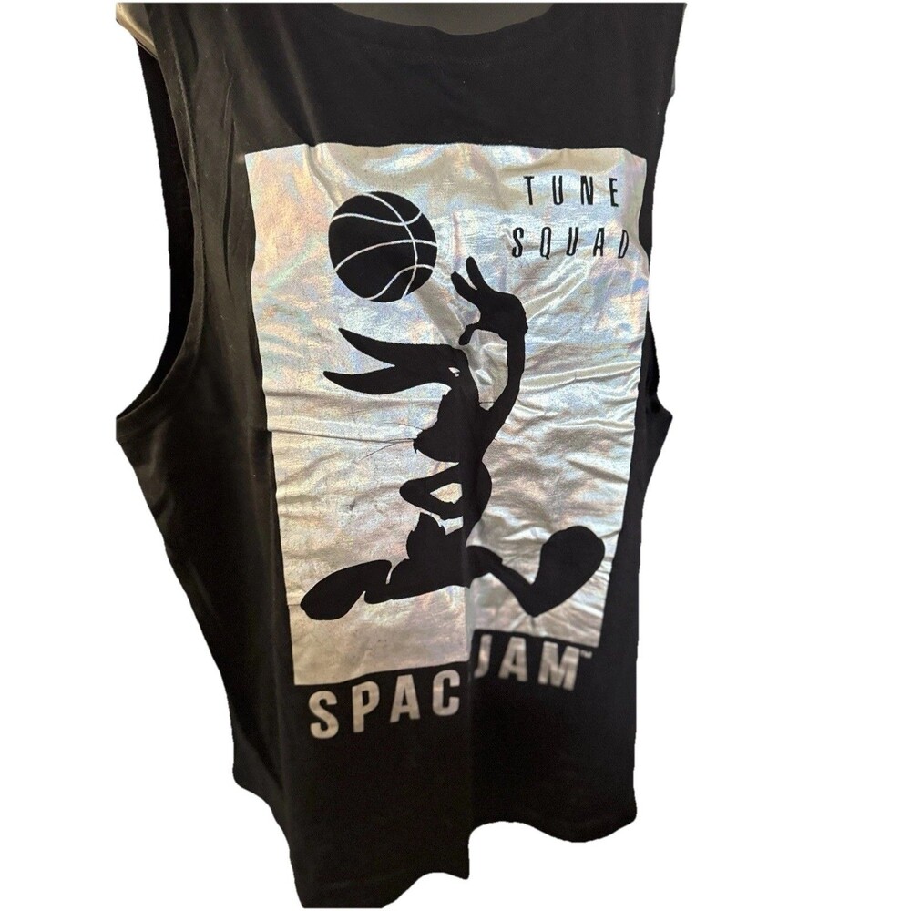 Space Jam Black & Silver Metallic Tune Squad Tank Top SZ XXL NWT